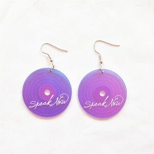 Purple Vinyl Record Earrings | Music Lover Statement Jewelry | Retro Record